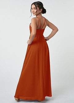 Azazie Leighton Junior Paprika A-Line Pleated Chiffon Dress image5