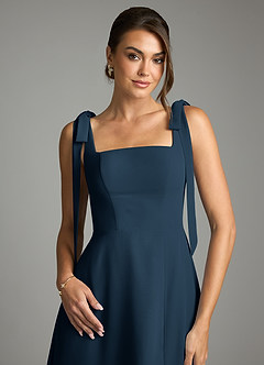 Azazie Debra Bridesmaid Dresses Dark Navy A-Line with Pockets Chiffon Convertible Dress image2