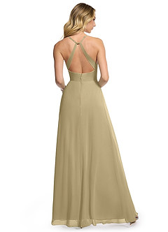 Azazie Davis Bridesmaid Dresses Moss Green A-Line V-Neck Chiffon Dress image4