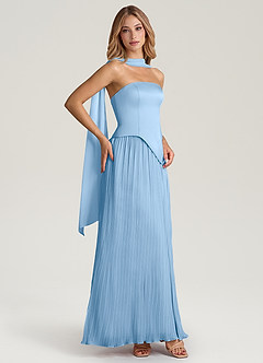 Azazie Tierney Bridesmaid Dresses Powder Blue A-Line Strapless Chiffon Convertible Dress image7