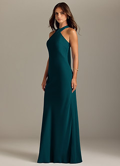 Azazie Doretta Bridesmaid Dresses Pine Mermaid Pleated Chiffon Dress image4