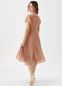 Azazie Graciela Junior Champagne Rose A-Line Pleated Chiffon Dress image6