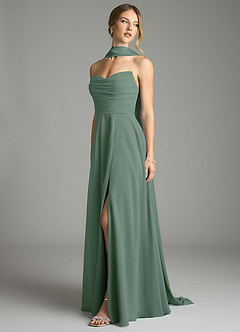 Azazie Ayla Abiti da Damigella Abito A-Line in Chiffon Scollo a Cuore Eucalipto image8