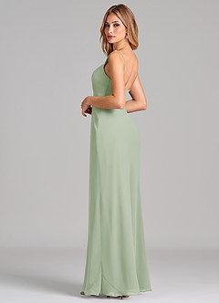Azazie Tianna Final Sale Dusty Sage Sheath Chiffon Dress image5