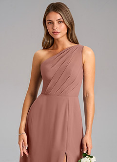 Azazie Phaedra Bridesmaid Dresses Cedar Rose A-Line One Shoulder Chiffon Dress image8