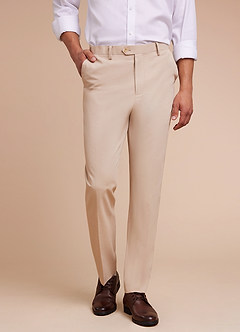 front Carter Tan Cotton Linen Blend Dress Pants