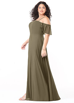 Azazie Sue Robes de demoiselle d'honneur Robe Trapèze Convertible en Mousseline de soie Épaule décolletée Vert Saule image9