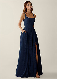 Megan Navy Lace A-line Prom Dress image4