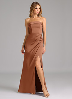 Azazie Aretha Bridesmaid Dresses Bronzer A-Line Strapless Stretch Satin Convertible Dress image5