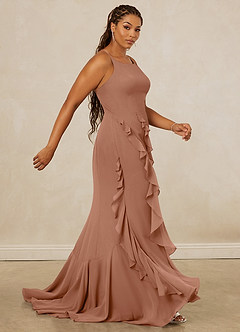 Christian Siriano Bridal for Azazie 1006 Bridesmaid Dresses Bronzer Mermaid Ruched Chiffon Dress image13