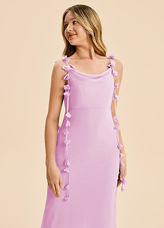 Azazie Trinity Junior Vestido Rosa Caramelo de Gasa de Corte Sirena con Plisado image4