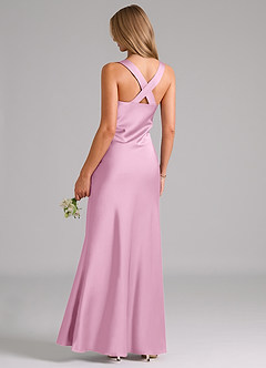 Azazie Kamila Brautjungfernkleider Eine Linie Plissee Stretch-Satin Kleid Bonbonrosa image2