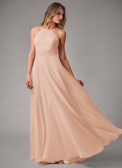 Azazie Amalia Bridesmaid Dresses English Rose A-Line Pleated Chiffon Dress image3