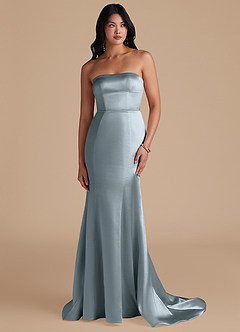Azazie Aura Bridesmaid Dresses Dusty Blue Mermaid Metallic Satin Convertible Dress image1