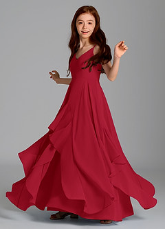 Azazie Karan Junior Scarlet A-Line Chiffon Dress image5