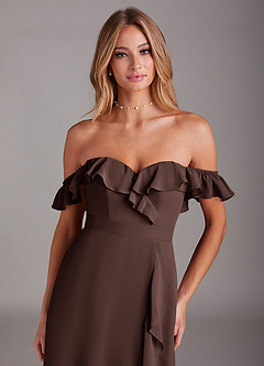 Azazie Lyra Bridesmaid Dresses Ganache A-Line Chiffon Convertible Dress image2