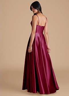 Elle Merlot A-Line with Pockets Maxi Satin Dress image2