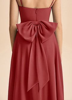 Azazie Bear Junior Rust A-Line Pleated Chiffon Dress image7