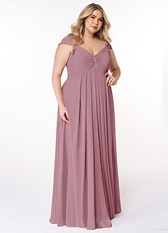 Azazie Kaitlynn Bridesmaid Dresses Vintage Mauve Empire Ruched Chiffon Convertible Dress image12