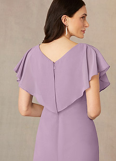Azazie Julia Kleider für die Brautmutter Etui V-Hals Gefaltet Chiffon Kleid Blauregen image5