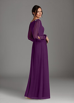 Azazie Gypsy Mother of the Bride Dresses Grape A-Line V-Neck Sequins Chiffon Dress image2