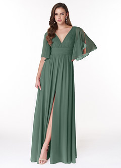Azazie Temeka Bridesmaid Dresses Sea Moss A-Line Ruched Chiffon Dress image1