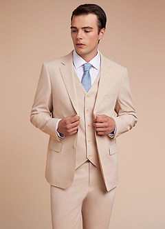 front Carter Tan Cotton Linen Blend Suit Jacket