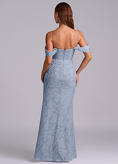 Azazie Johana Bridesmaid Dresses Dusty Blue Mermaid Off the Shoulder Floral Burnout Convertible Dress image7