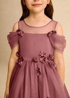 Azazie Juni Jurken voor bloemenmeisjes Baljurk Jurk van Tule Geplooid Amethist image9