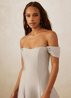 Christian Siriano Bridal for Azazie 1002 Bridesmaid Dresses Frost A-Line Off the Shoulder Stretch Satin Convertible Dress image5