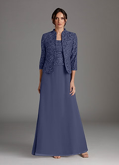 Azazie Cornelia Mother of the Bride Dresses Stormy Sheath Square Neckline Sequins Chiffon Dress image1