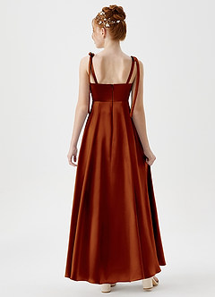 Azazie Rosey Junior Auburn A-Line Sweetheart Neckline Metallic Satin Dress image2