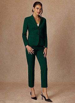 front Whitney Szmaragd Kombinezon Ze Spodniami Typu Cropped Ze Stretchem I Strukturą