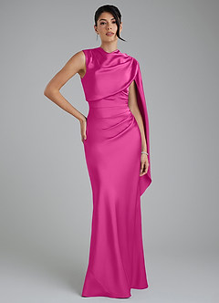 Azazie Taj Brudtärnklänningar Klänning av Sjöjungfru i Stretch Satin Korsett Fuchsia image1