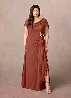 Azazie Mary Mother of the Bride Dresses Auburn A-Line Side Slit Chiffon Dress image6