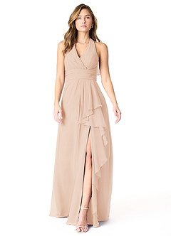 Azazie Aviv Bridesmaid Dresses English Rose A-Line Pleated Chiffon Dress image1