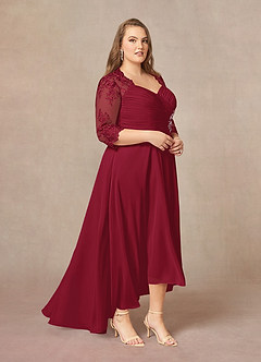 Azazie Devereaux Abiti per la Madre della Sposa Abito A-Line in Chiffon Pizzo Borgogna image8