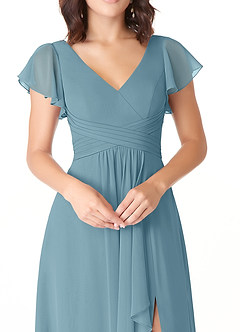 Azazie Omari Jurken voor bruidsmeisjes Jurk van Chiffon met A-Lijn Mystiek Blauw image5