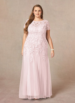 Azazie Laurie Mother of the Bride Dresses Blushing Pink Mermaid Scoop Sequins Tulle Dress image8