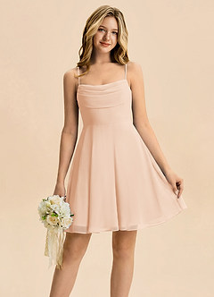 Azazie Bear Junior English Rose A-Line Pleated Chiffon Dress image1