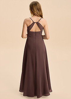 Azazie Gia Junior Ganache A-Line Pleated Chiffon Dress image2