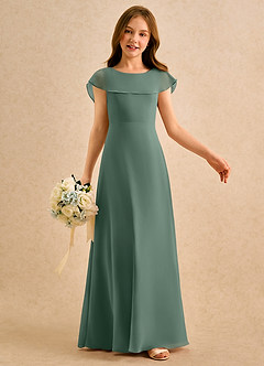 Azazie Kittie Girls Formal Flower Girl Dresses Eucalyptus A-Line Chiffon Dress image6