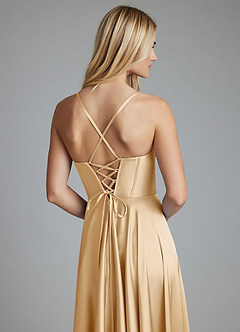 Azazie Alaia Suknie dla druhen Linia A Gorset Satyna elastyczna Do ziemi Sukienka image2