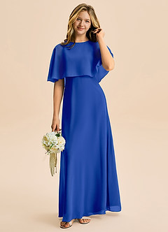 Azazie Maris Junior Abito A-Line in Chiffon Blu Reale image1