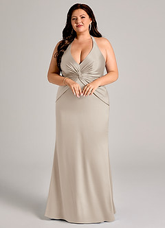 Azazie Valerie Suknie dla druhen Syrena Pofałdowany Satyna elastyczna Do ziemi Sukienka image9