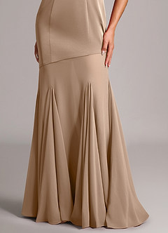 Azazie Uma Jurken voor bruidsmeisjes Converteerbaar Jurk van Chiffon met Zeemeermin Strapless Taupe image6