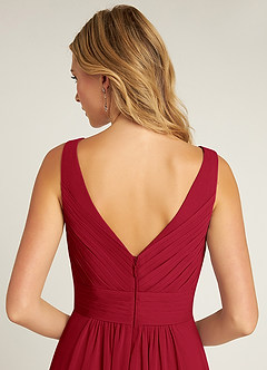 Azazie Pierrette Abiti da Damigella Abito A-Line in Chiffon Plissettato Scarlatto image6