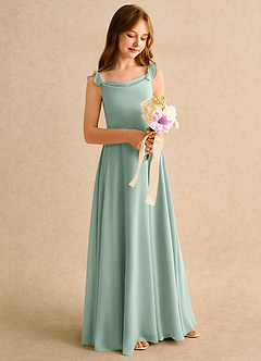 Azazie Puppy Girls Formal Flower Girl Dresses Agave A-Line Pleated Chiffon Dress image1