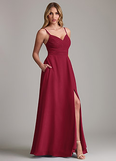 Azazie Terese Bridesmaid Dresses Burgundy A-Line Pleated Chiffon Dress image6