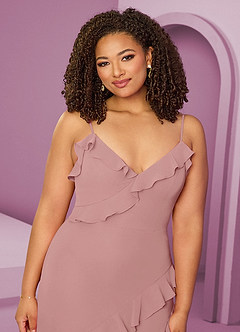 Barbie ♥ Azazie Vestidos de damas de honor Vestido de Rosa Polvorienta de Gasa de Corte Recto image14